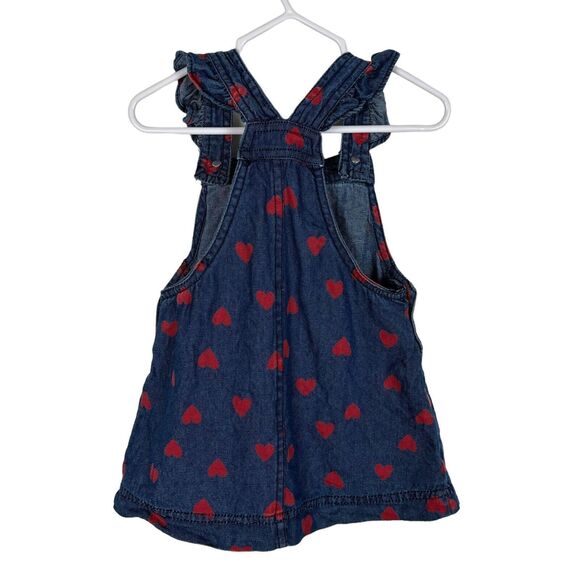 Max Studio Kids Denim Red Heart Overall Dress Girls 18 Months - Picture 5 of 5